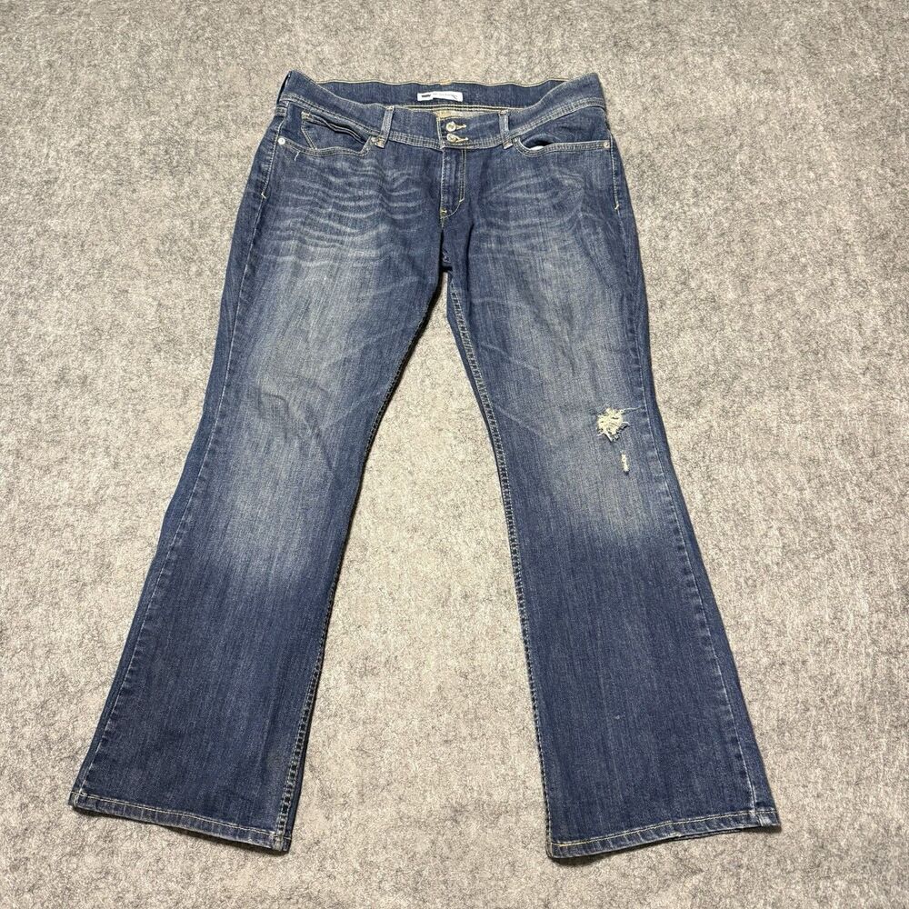 Levis 524 Too Superlow Bootcut Jeans Womens 15M W32 L32 Blue Distressed Y2K